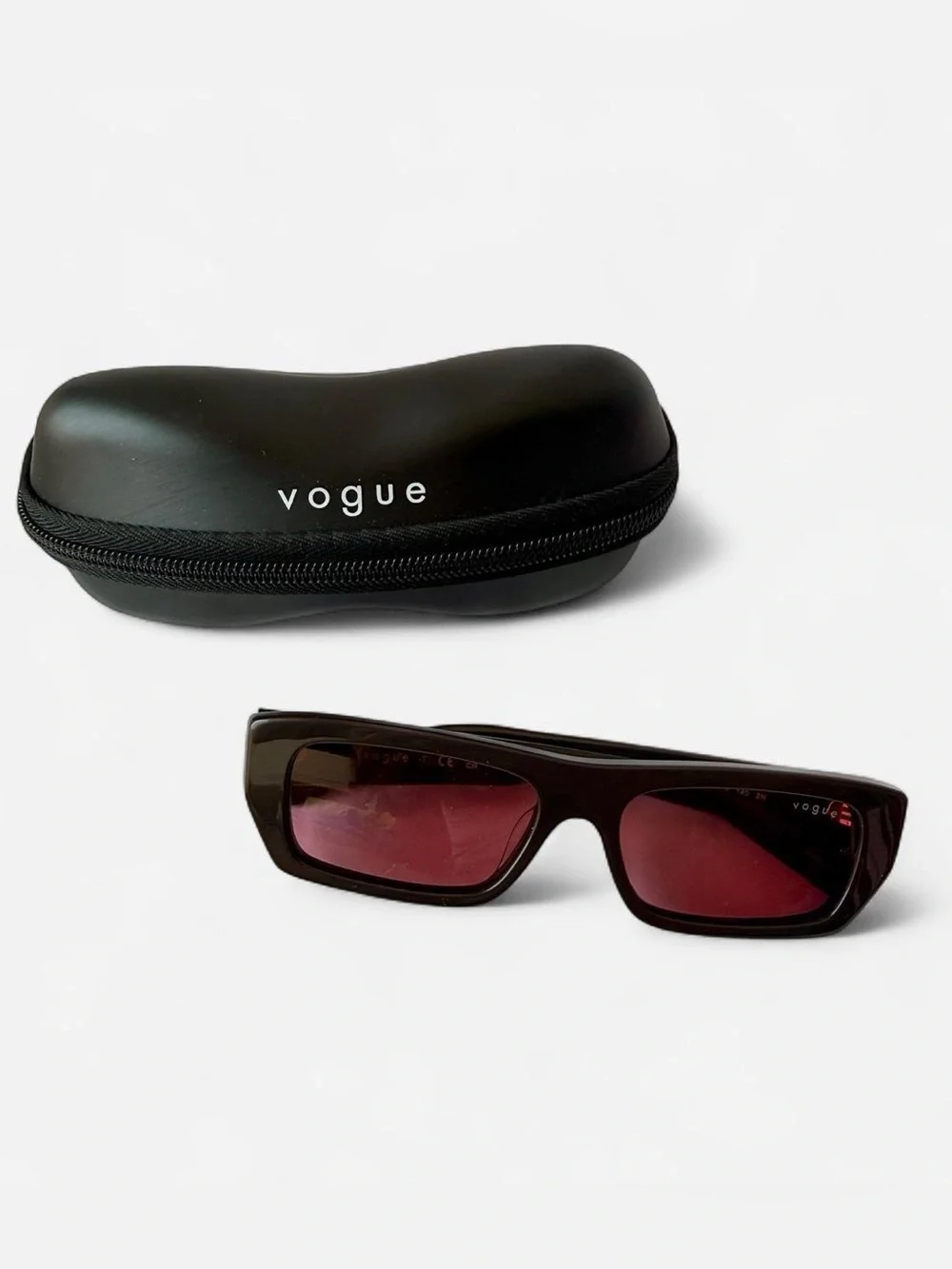 Vogue Rectangular Sunglasses – brown Frame & red Tinted Lenses
